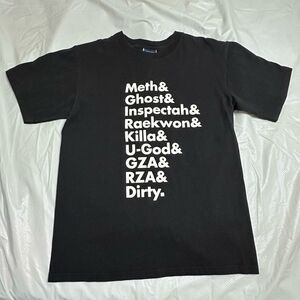 Manifest Wu Tang Clan Members Black Graphic Tee with White Text Size Small